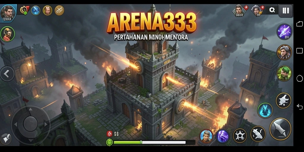 Screenshot ARENA333 menampilkan pertempuran menara yang seru dan strategis.