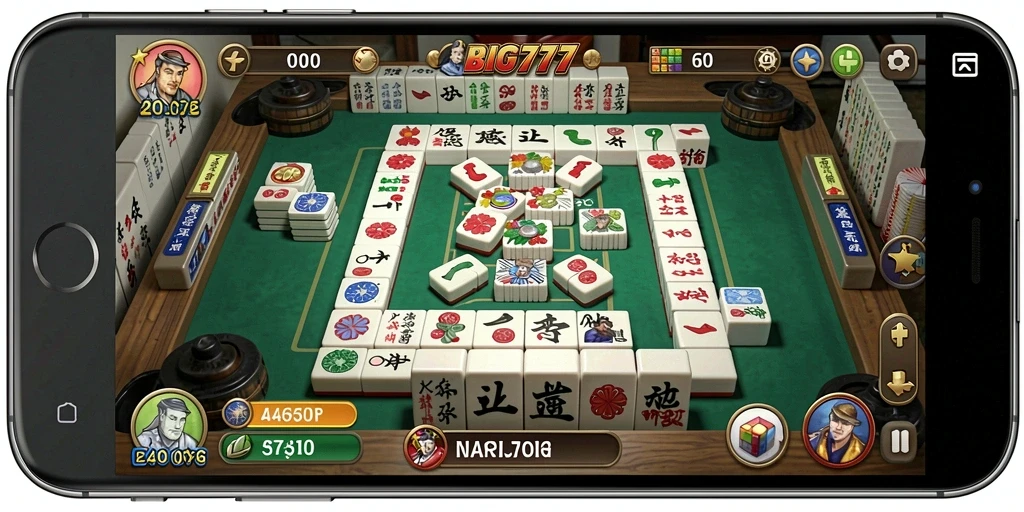 Tangkapan layar utama BIG777 menampilkan gameplay Mahjong yang intens dan penuh warna.