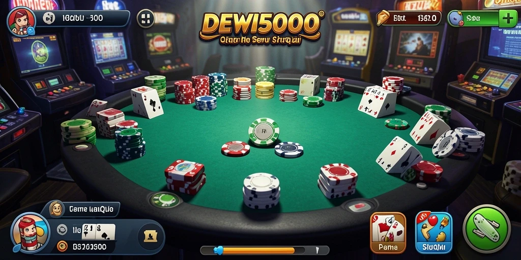 Tampilan menarik dari gameplay QiuQiu di DEWI5000.