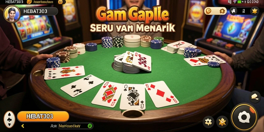 Tampilan gameplay HEBAT303 menunjukkan keseruan bermain Gaple.