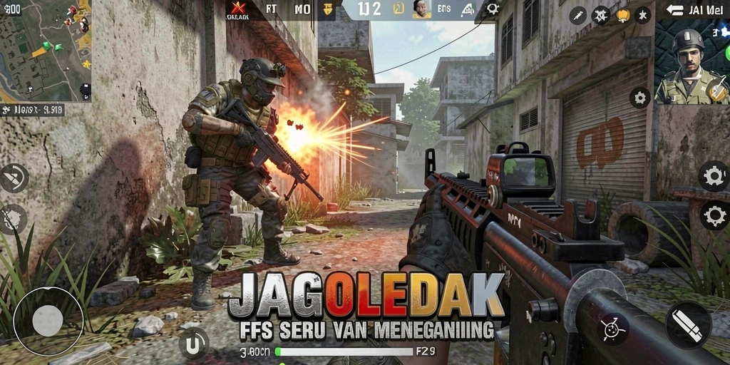 Tampilan menegangkan dari gameplay JAGOLEDAK dalam mode FPS.