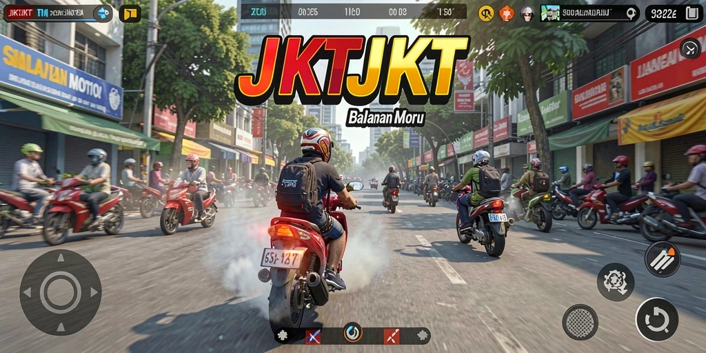 Gameplay seru JKTJKT dalam balapan motor yang mendebarkan.