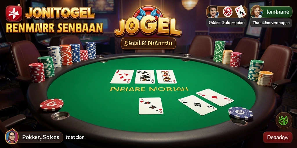 Screenshot gameplay JONITOGEL menampilkan suasana poker yang seru dan kompetitif.