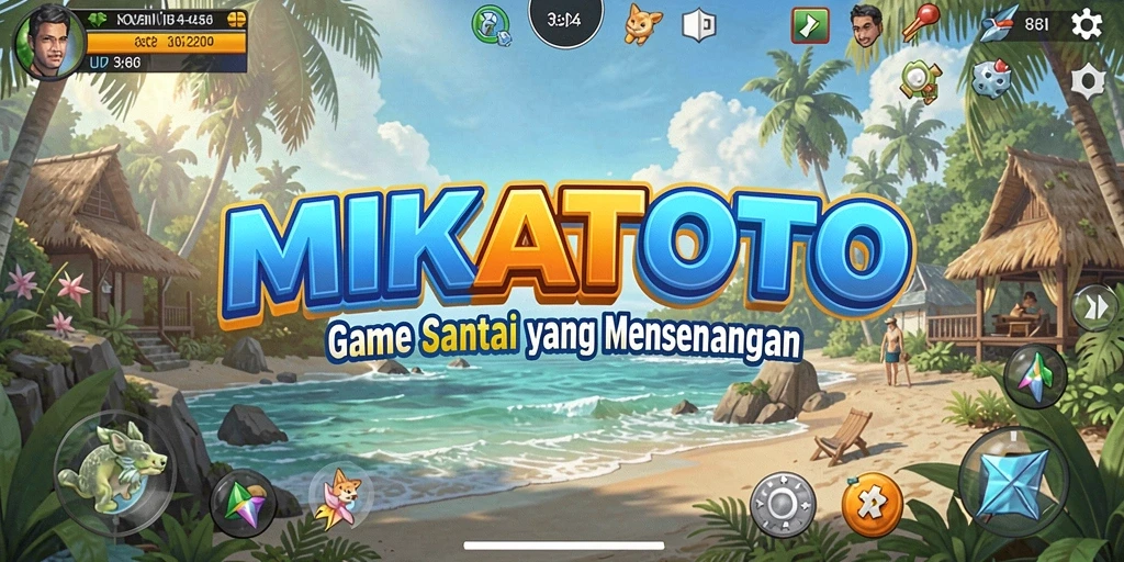 Tangkapan layar menampilkan gameplay santai MIKATOTO dengan grafis cerah.