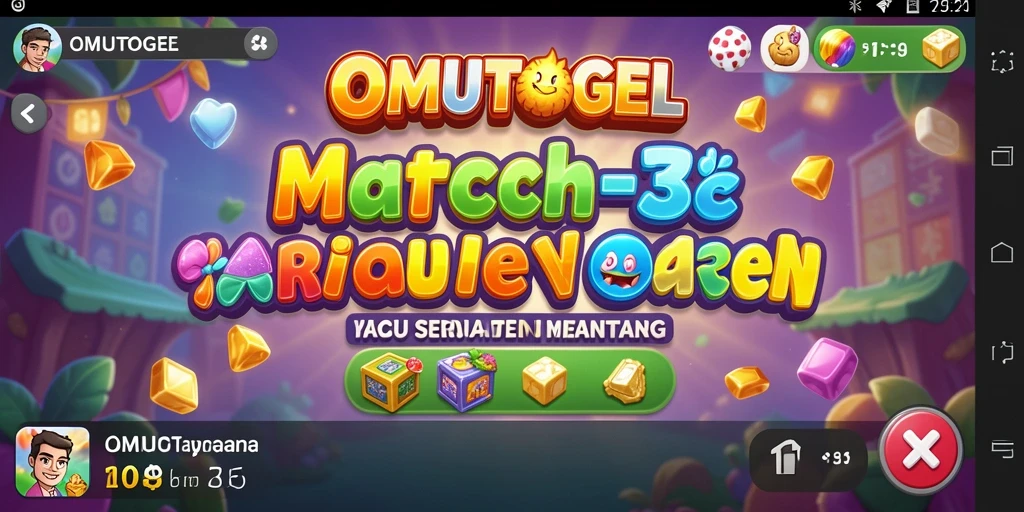 Screenshot gameplay OMUTOGEL yang menampilkan keseruan mencocokkan elemen.