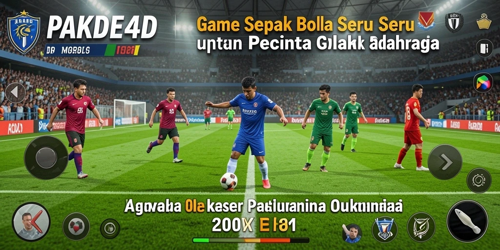 Screenshot gameplay PAKDE4D menunjukkan aksi mendebarkan di lapangan sepak bola.