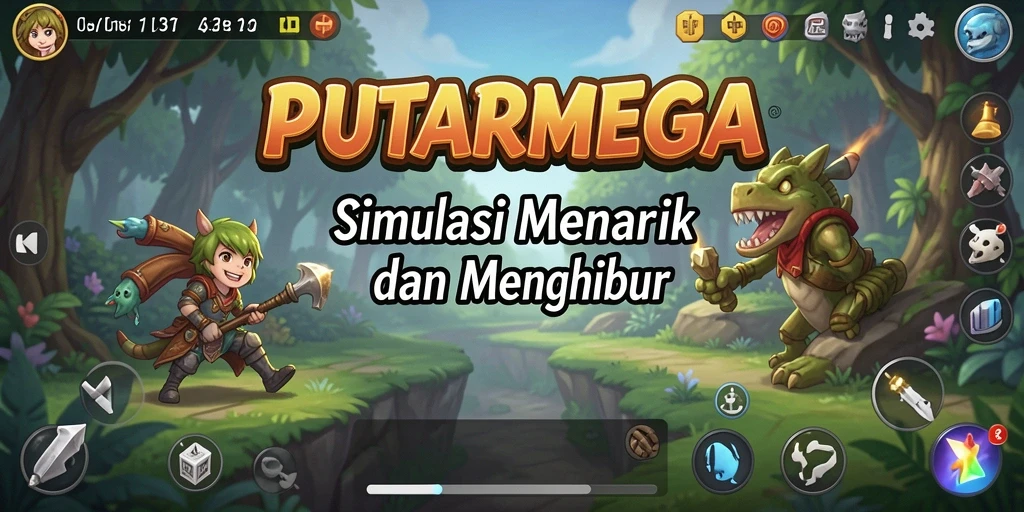 Screenshot utama PUTARMEGA menunjukkan keseruan gameplay interaktif dalam simulasi.