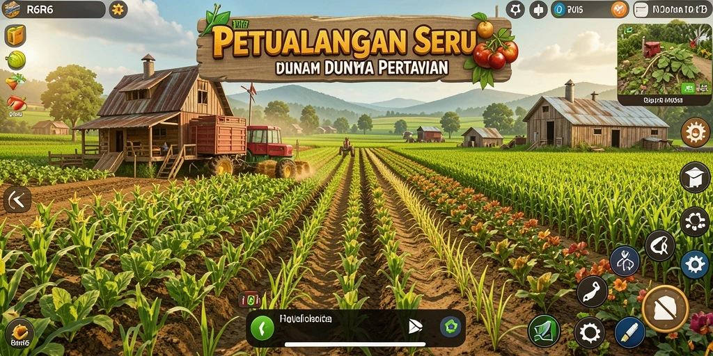 Tangkapan layar gameplay R6R6 saat bertani di ladang hijau.