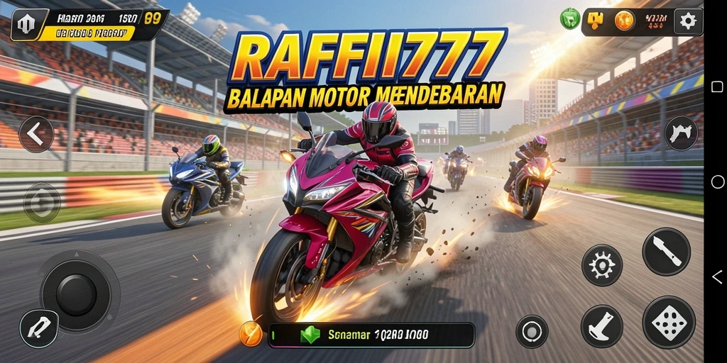 Tampilan gameplay seru RAFFI777 dengan berbagai lintasan menantang.