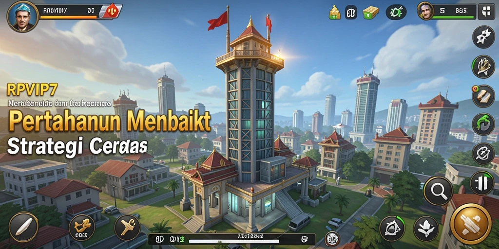 Tampilan gameplay RPVIP7 yang menampilkan strategi defensif menara.