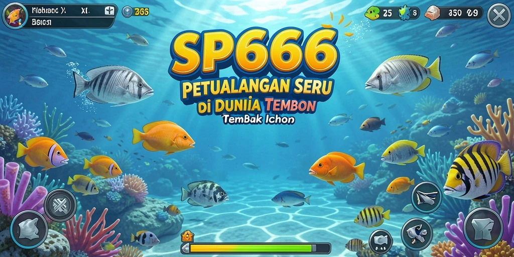 Screenshot SP666 menunjukkan aksi seru menembak ikan.