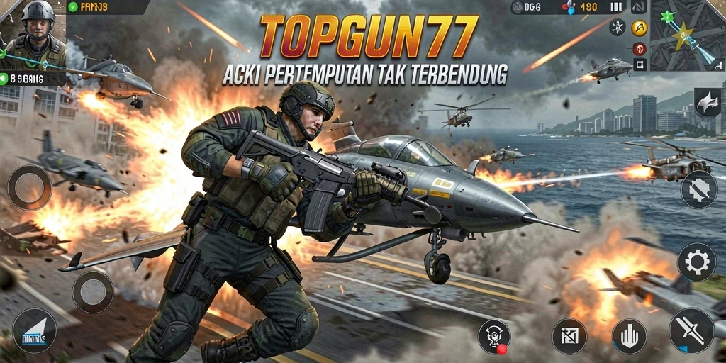 Screenshot dari gameplay TOPGUN77 yang menegangkan dan dinamis.